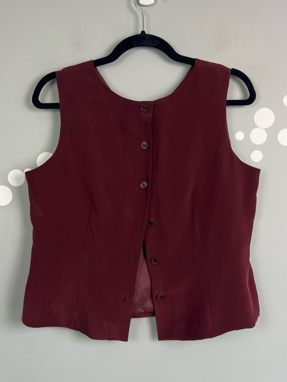 Rena Rowan 100% Silk Embroidered Shell Top Burgundy Sleeveless Blouse Size 12 - Picture 5 of 6